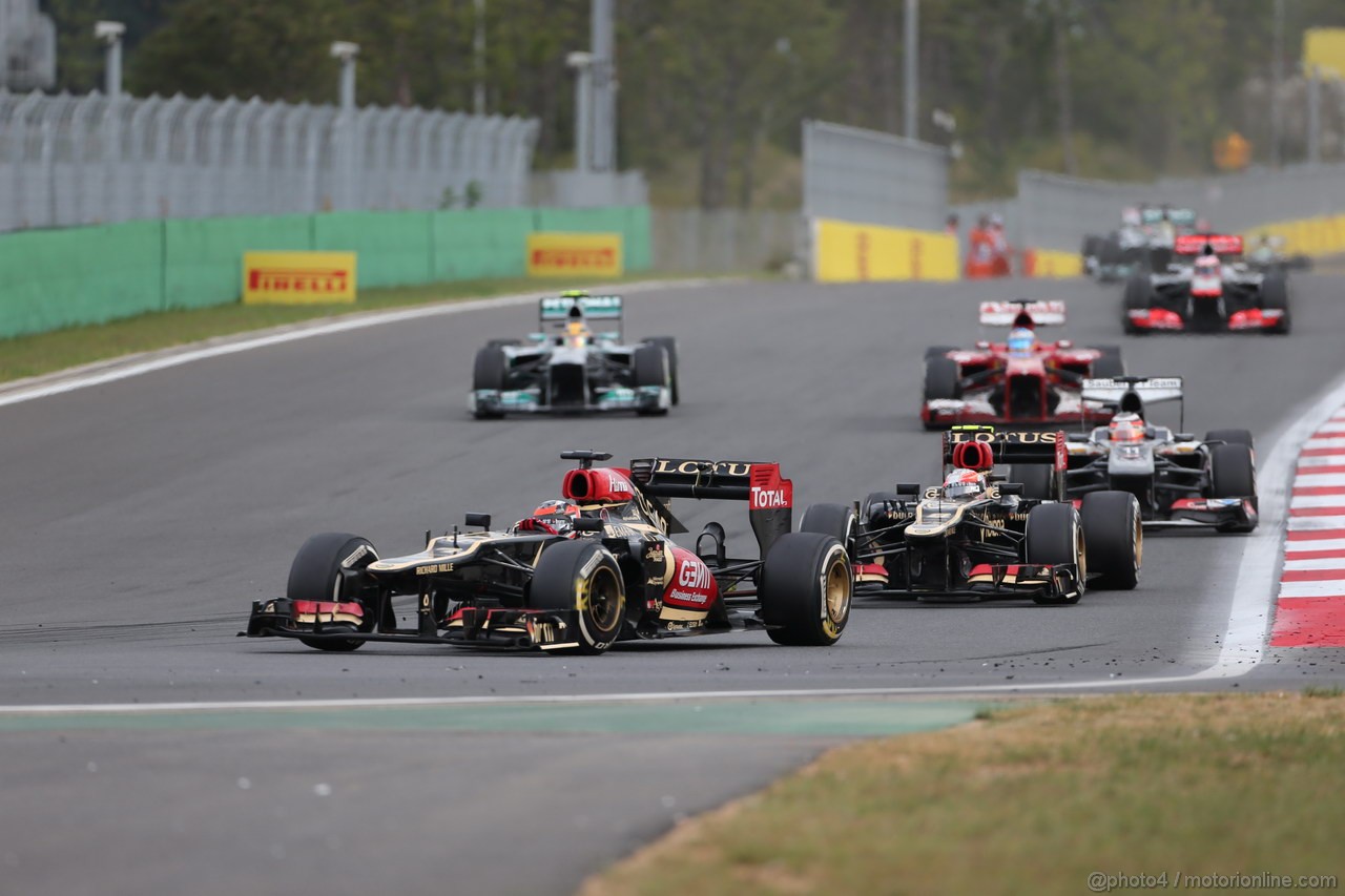 GP COREA, 06.10.2013- Gara, Kimi Raikkonen (FIN) Lotus F1 Team E21 e Romain Grosjean (FRA) Lotus F1 Team E213