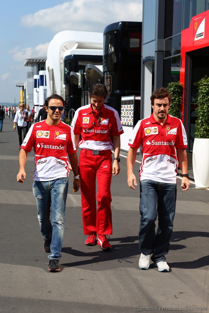 GP GERMANIA, 07.07.2013- Felipe Massa (BRA) Ferrari F138 e Fernando Alonso (ESP) Ferrari F138 