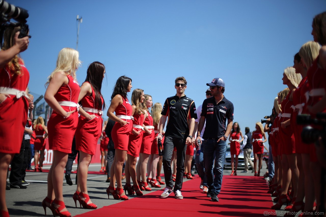 GP GERMANIA, 07.07.2013- Romain Grosjean (FRA) Lotus F1 Team E21 e Jean-Eric Vergne (FRA) Scuderia Toro Rosso STR8 