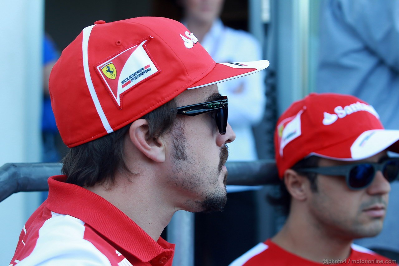 GP GERMANIA, 07.07.2013-  Fernando Alonso (ESP) Ferrari F138 e Felipe Massa (BRA) Ferrari F138 