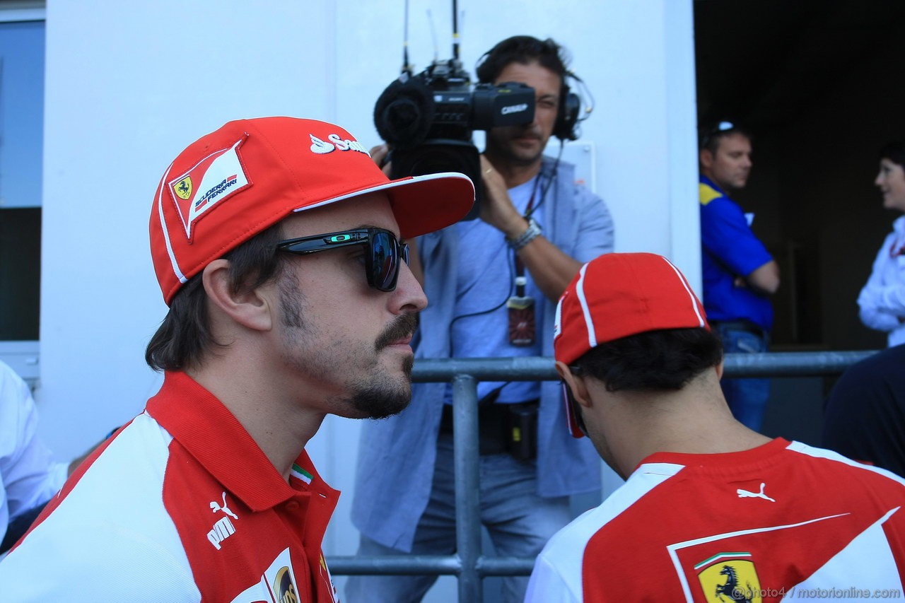 GP GERMANIA, 07.07.2013-  Fernando Alonso (ESP) Ferrari F138 e Felipe Massa (BRA) Ferrari F138 