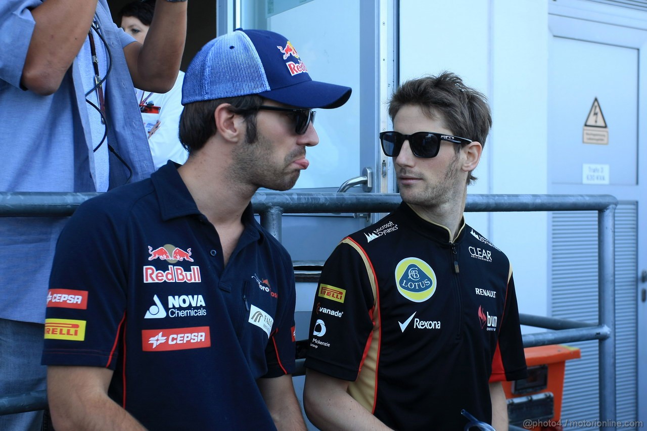 GP GERMANIA, 07.07.2013-  Jean-Eric Vergne (FRA) Scuderia Toro Rosso STR8 e Romain Grosjean (FRA) Lotus F1 Team E21 