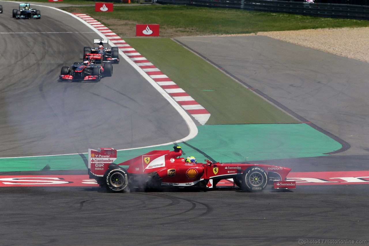 GP GERMANIA, 07.07.2013-  Gara, Felipe Massa (BRA) Ferrari F138 retires from the race 