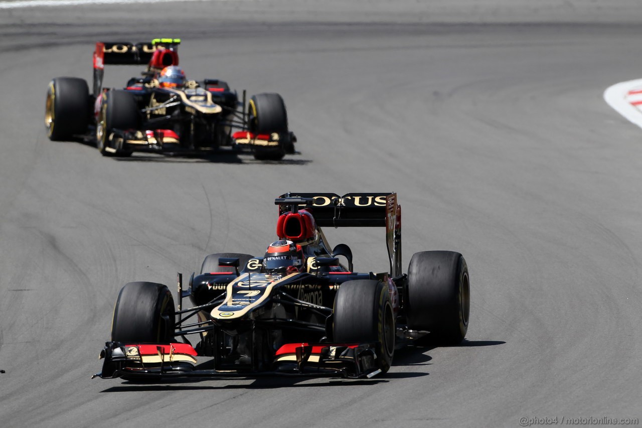 GP GERMANIA, 07.07.2013-  Gara, Kimi Raikkonen (FIN) Lotus F1 Team E21 davanti a Romain Grosjean (FRA) Lotus F1 Team E21 