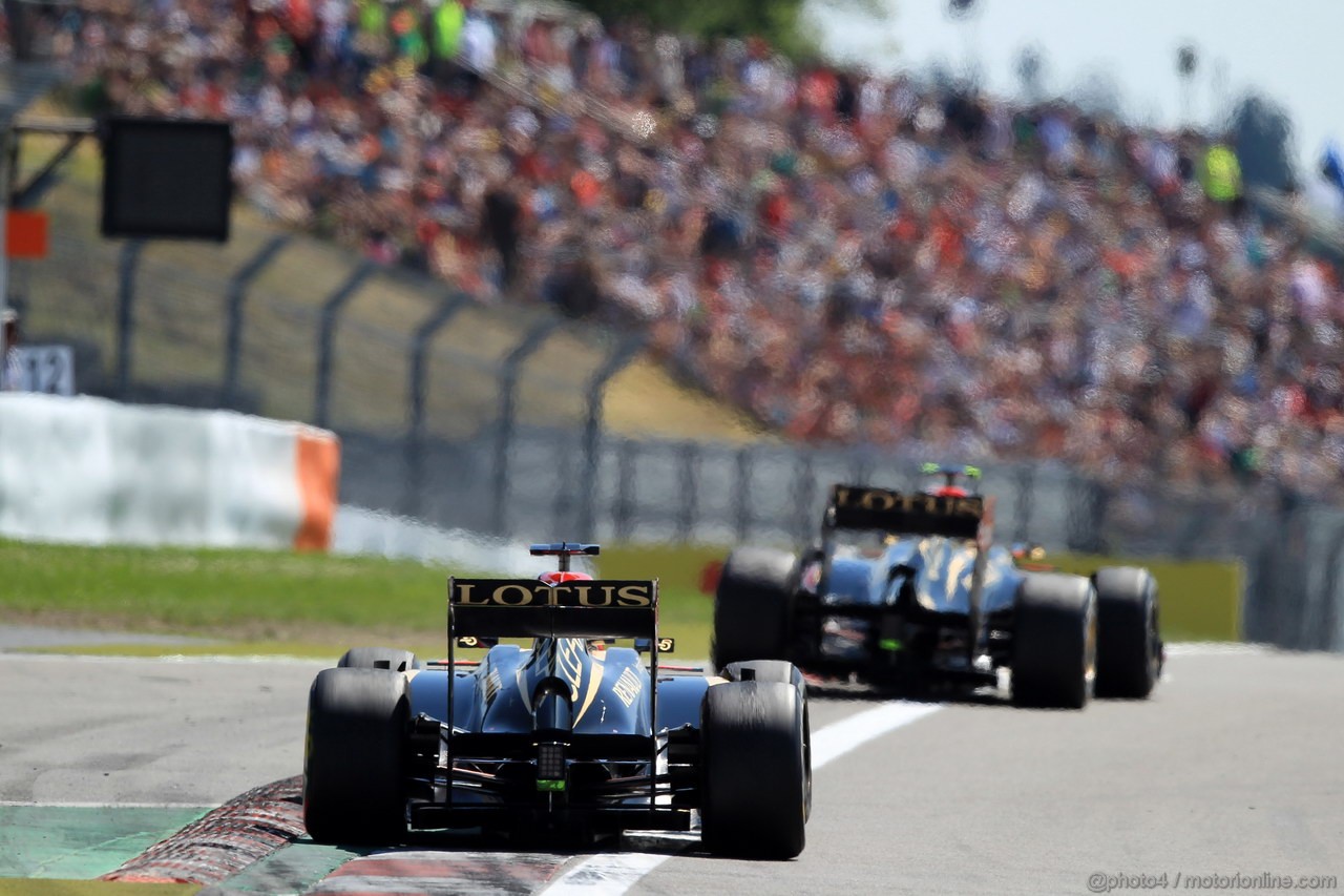 GP GERMANIA, 07.07.2013-  Gara, Kimi Raikkonen (FIN) Lotus F1 Team E21 e Romain Grosjean (FRA) Lotus F1 Team E21 