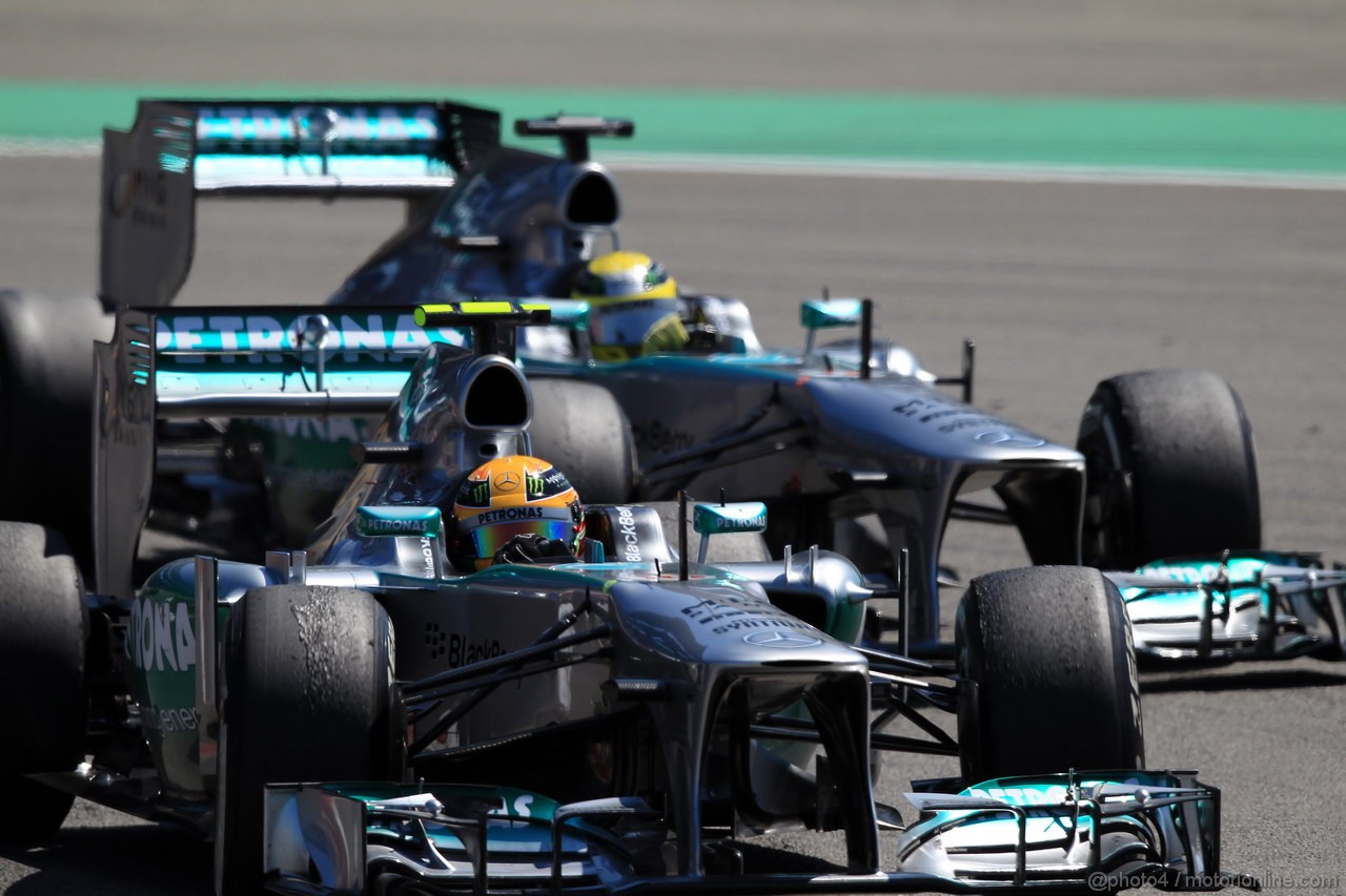 GP GERMANIA, 07.07.2013-  Gara, Lewis Hamilton (GBR) Mercedes AMG F1 W04 e Nico Rosberg (GER) Mercedes AMG F1 W04 