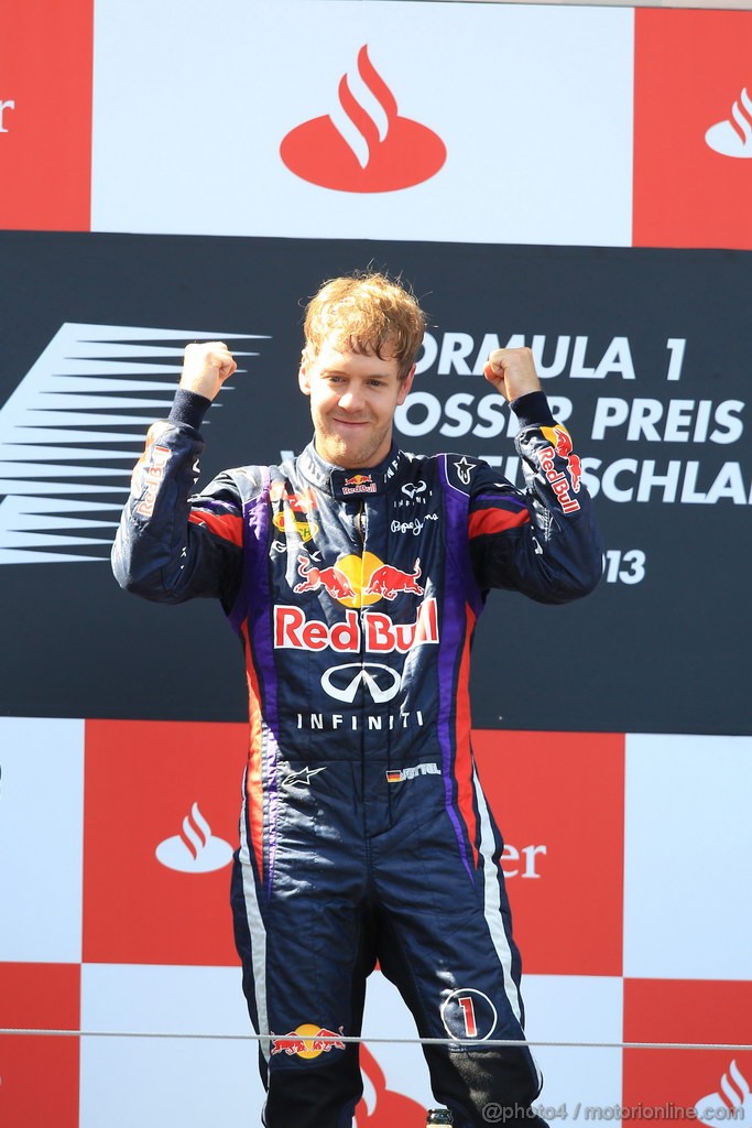 GP GERMANIA, 07.07.2013-  Gara, Sebastian Vettel (GER) Red Bull Racing RB9 vincitore