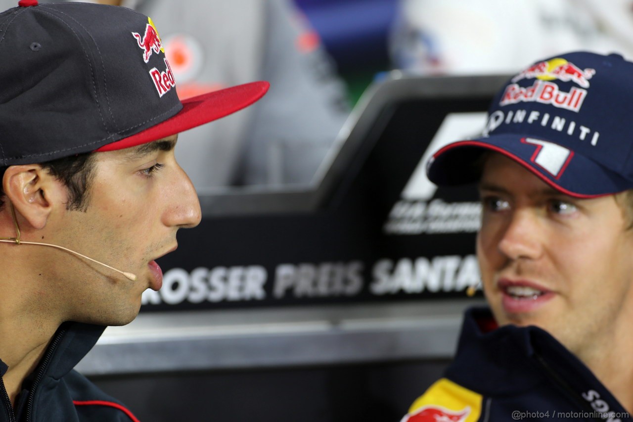GP GERMANIA, 04.07.2013- Conferenza Stampa, Daniel Ricciardo (AUS) Scuderia Toro Rosso STR8 e Sebastian Vettel (GER) Red Bull Racing RB9