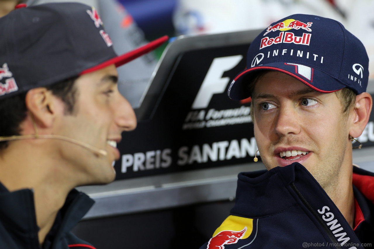 GP GERMANIA, 04.07.2013- Conferenza Stampa, Daniel Ricciardo (AUS) Scuderia Toro Rosso STR8 e Sebastian Vettel (GER) Red Bull Racing RB9