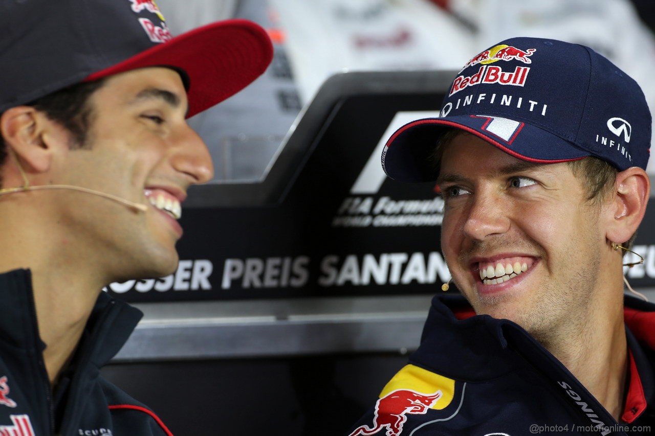 GP GERMANIA, 04.07.2013- Conferenza Stampa, Daniel Ricciardo (AUS) Scuderia Toro Rosso STR8 e Sebastian Vettel (GER) Red Bull Racing RB9 