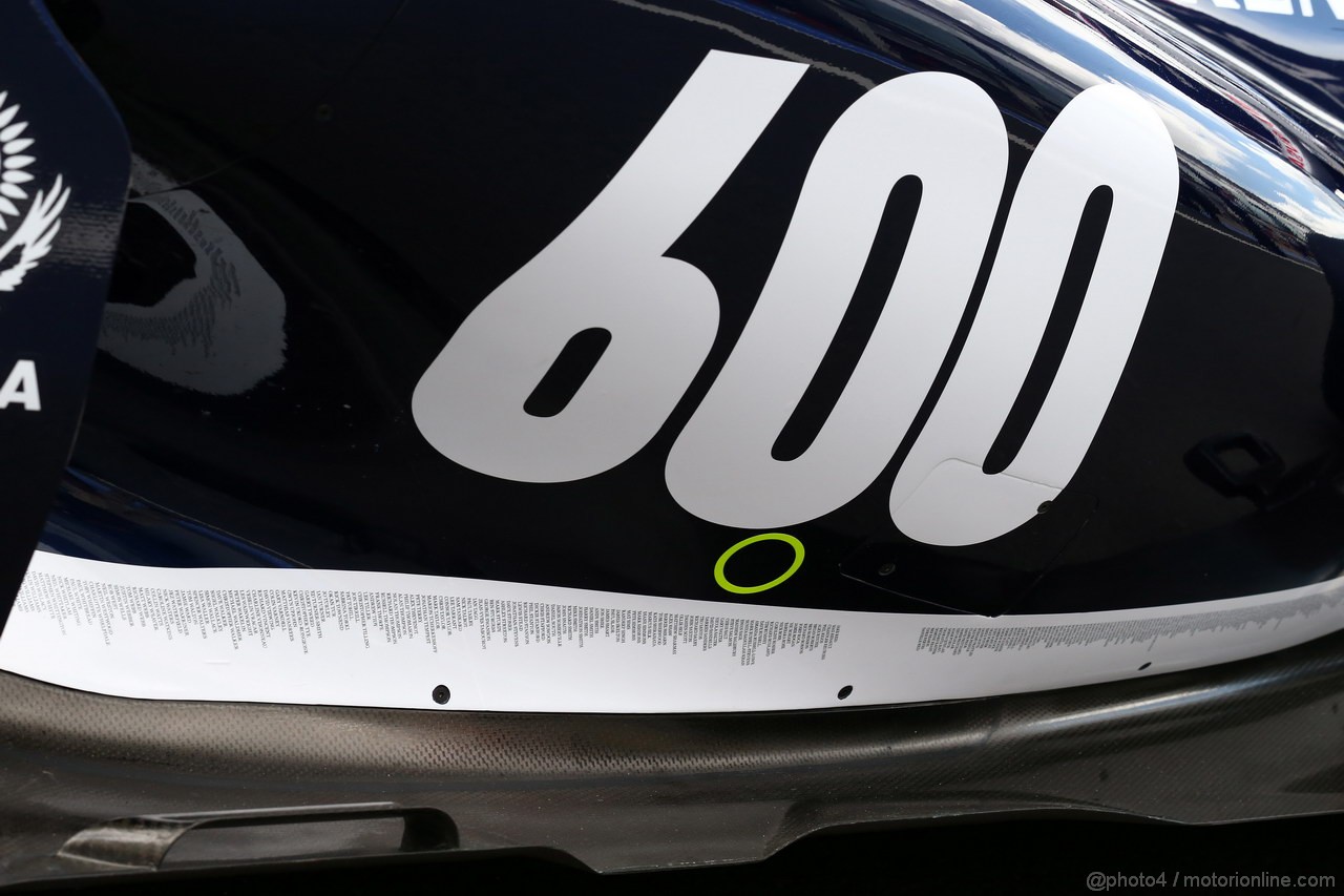 GP GERMANIA, 04.07.2013- Williams FW35 sidepod celebrates 600 Grands Prix for the teamr