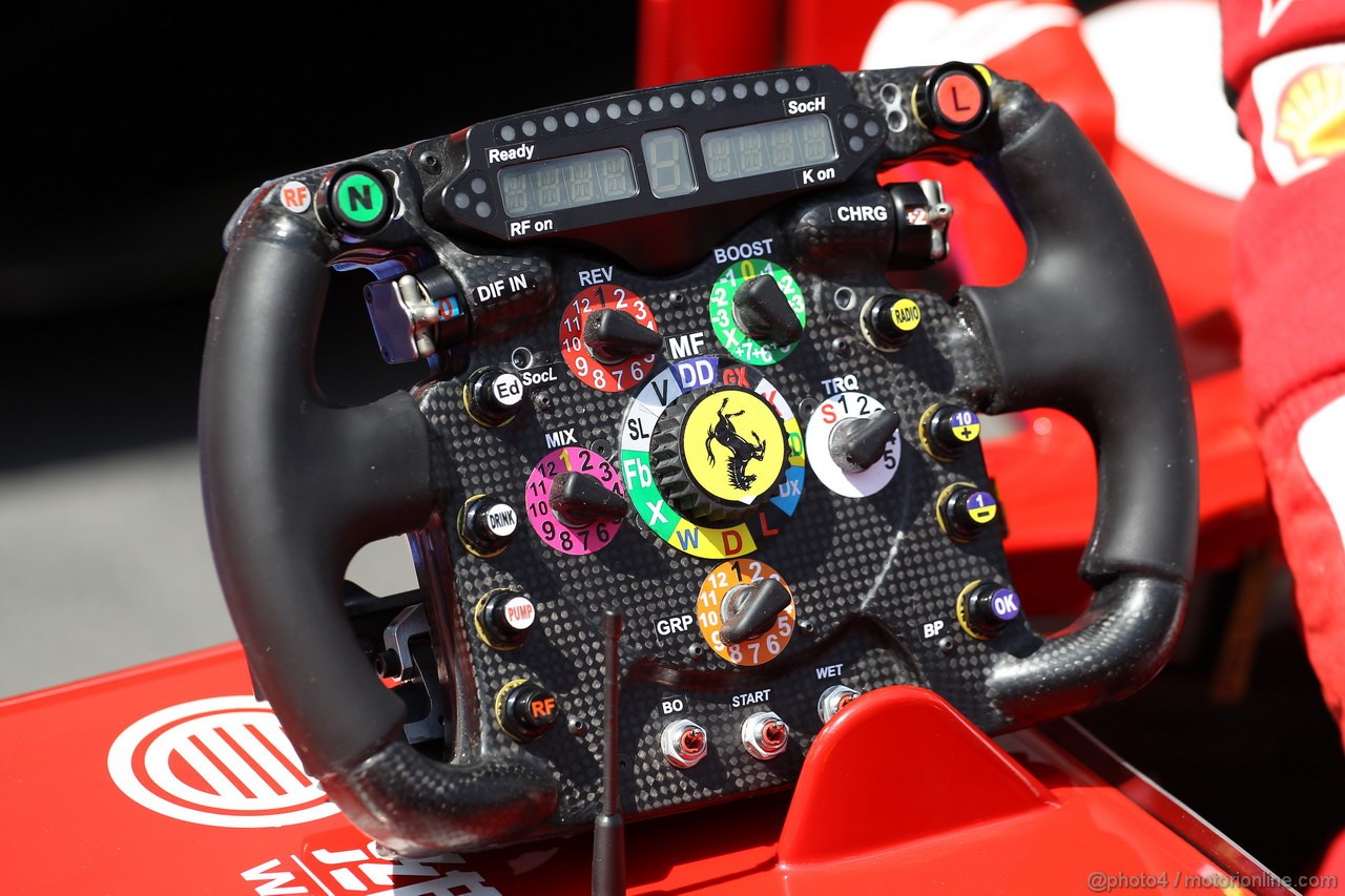 GP GERMANIA, 06.07.2013- Qualifiche, The Steering wheel of Felipe Massa (BRA) Ferrari F138 
