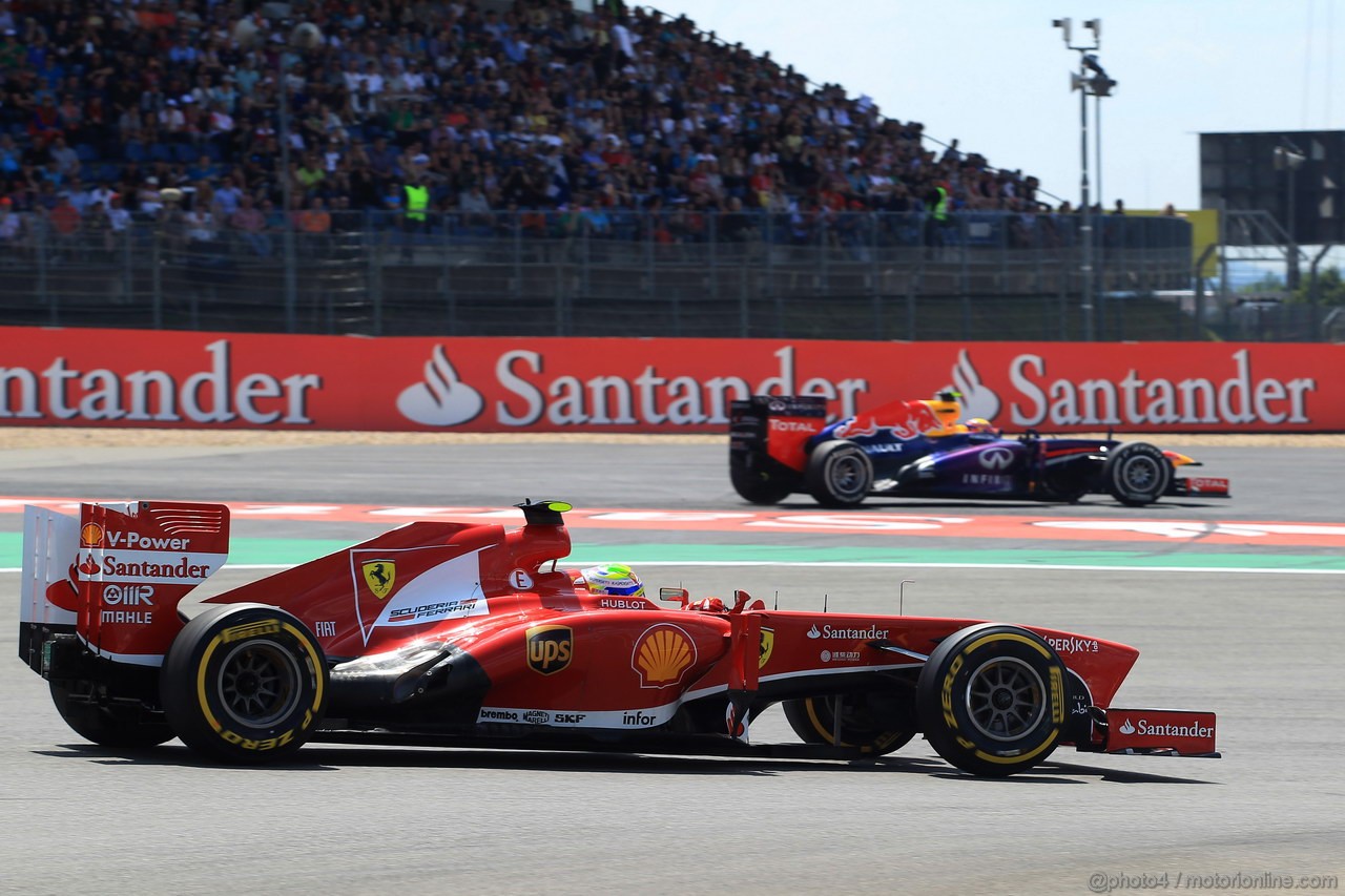 GP GERMANIA, 06.07.2013- Qualifiche, Felipe Massa (BRA) Ferrari F138 e Mark Webber (AUS) Red Bull Racing RB9 