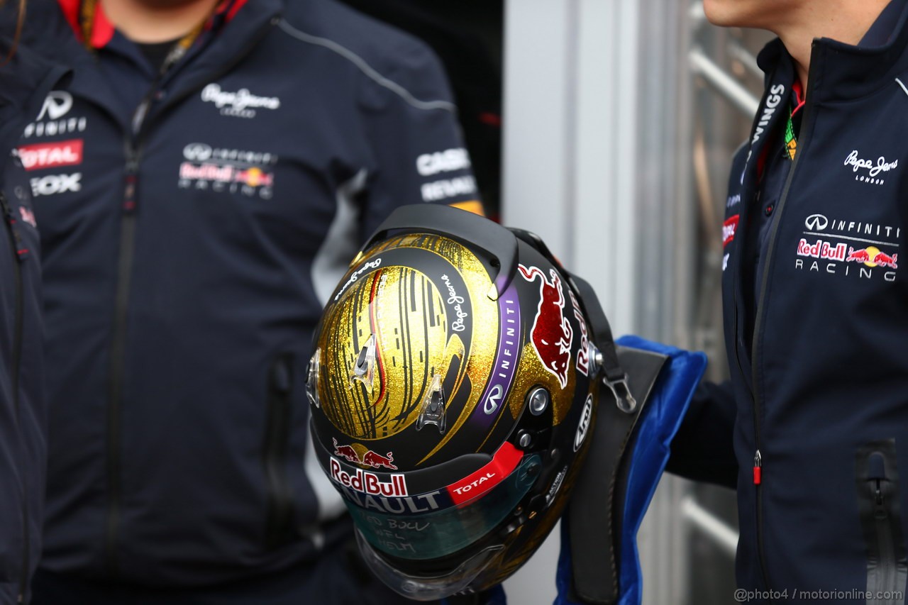 GP GERMANIA, 05.07.2013- Prove Libere 1, The helmet of Sebastian Vettel (GER) Red Bull Racing RB9 