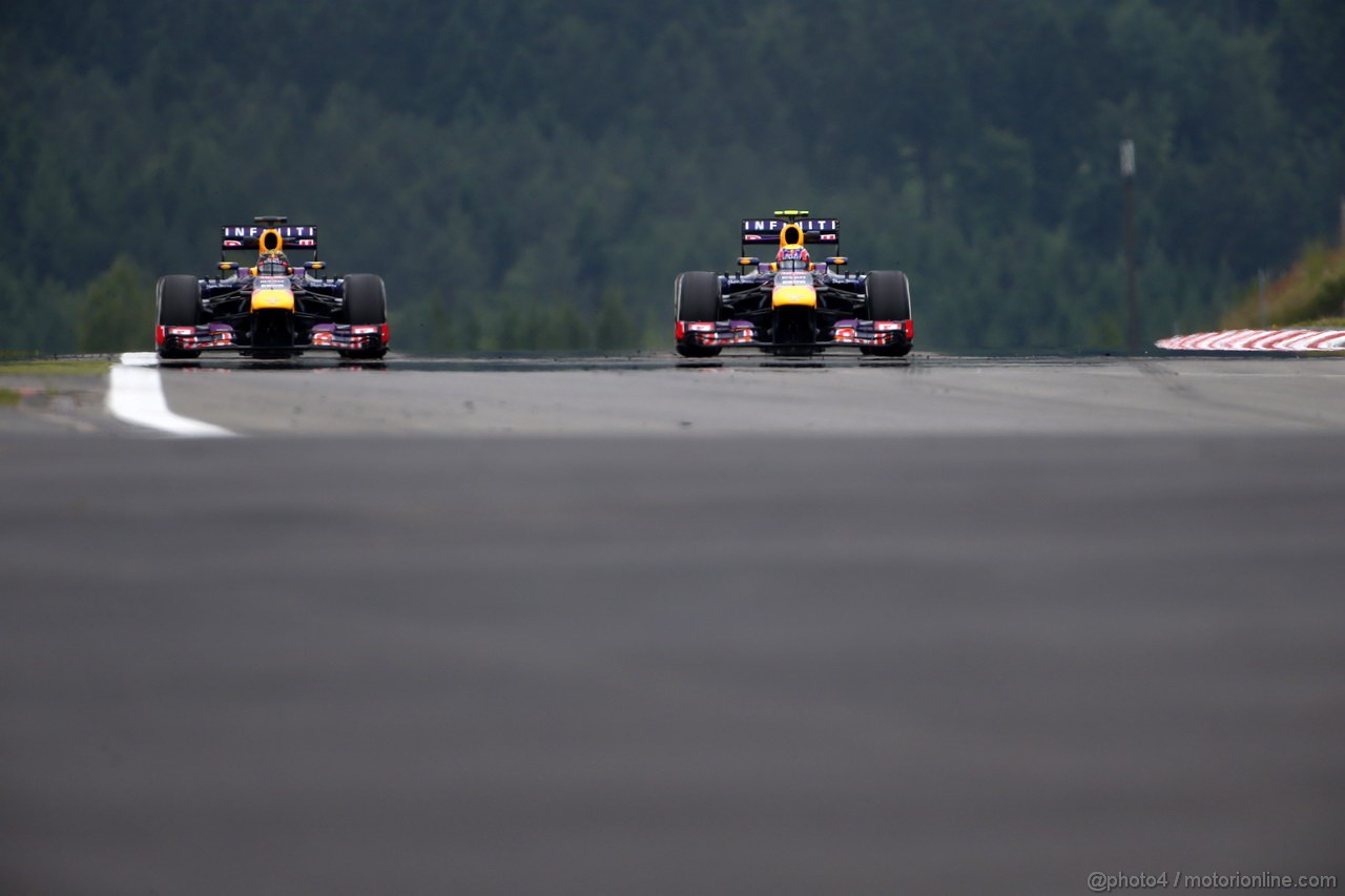 GP GERMANIA, 05.07.2013- Prove Libere 1, Sebastian Vettel (GER) Red Bull Racing RB9 e Mark Webber (AUS) Red Bull Racing RB9 