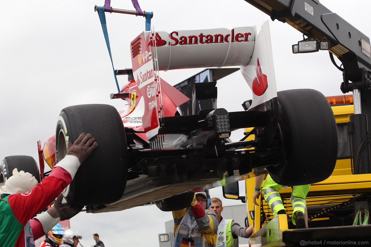 GP GERMANIA, 05.07.2013- Prove Libere 1, Fernando Alonso (ESP) Ferrari F138 stopped in the track
