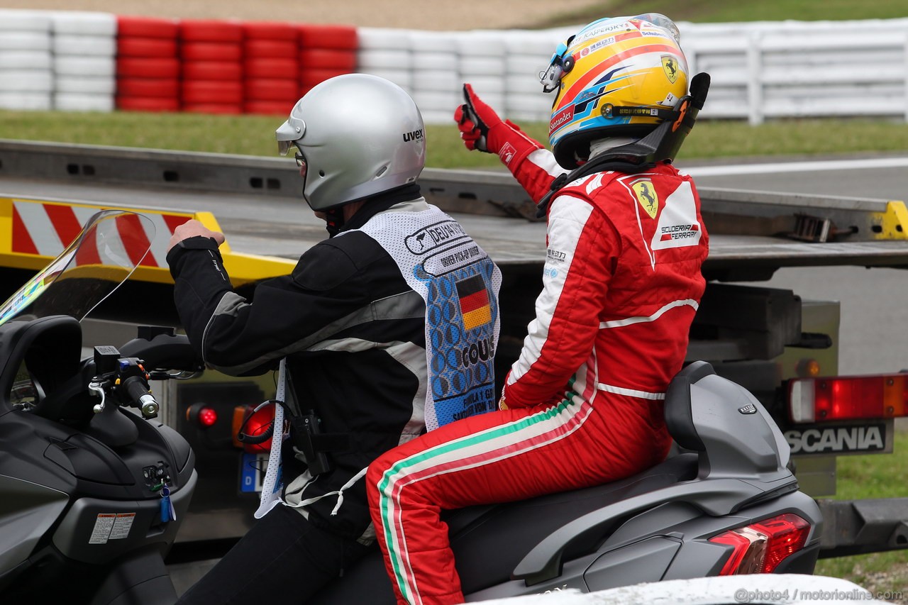 GP GERMANIA, 05.07.2013- Prove Libere 1, Fernando Alonso (ESP) Ferrari F138 stopped in the track