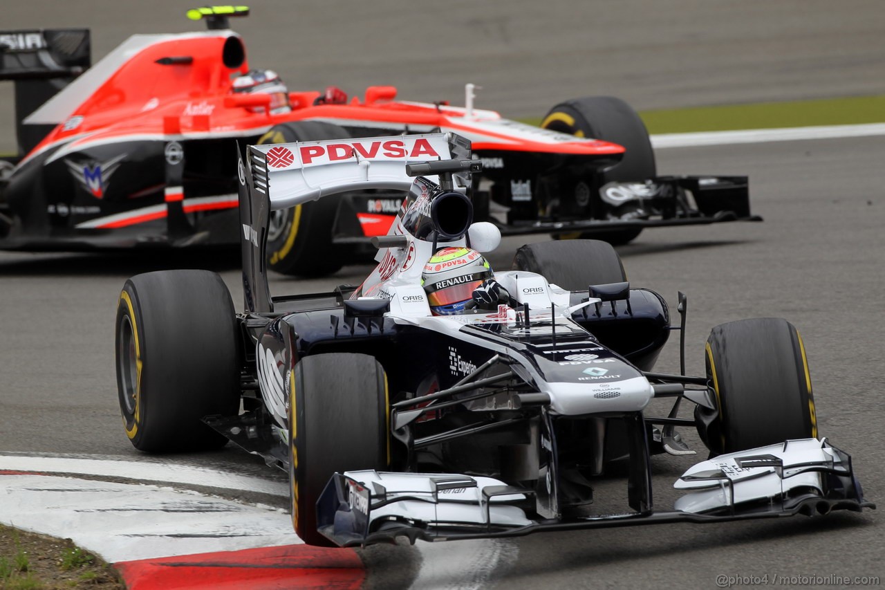 GP GERMANIA, 05.07.2013- Prove Libere 2, Pastor Maldonado (VEN) Williams F1 Team FW35 e Max Chilton (GBR), Marussia F1 Team MR02 
