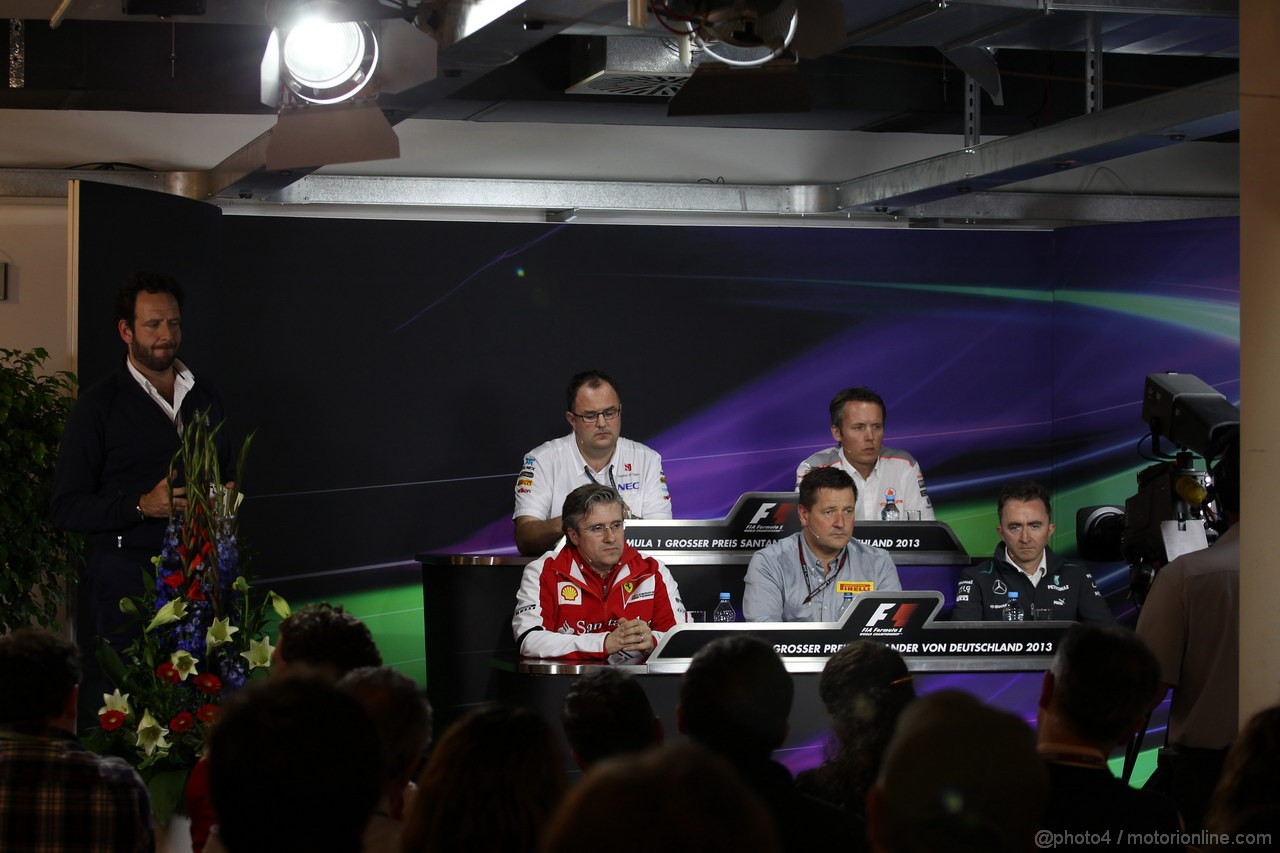 GP GERMANIA, 05.07.2013- Conferenza Stampa, Pat Fry (GBR), Technical Director (Chassis), Ferrari, Paul Hembery, Pirelli Motorspor Director e Paddy Lowe (GBR) Mercedes AMG F1 Executive Director (Technical).