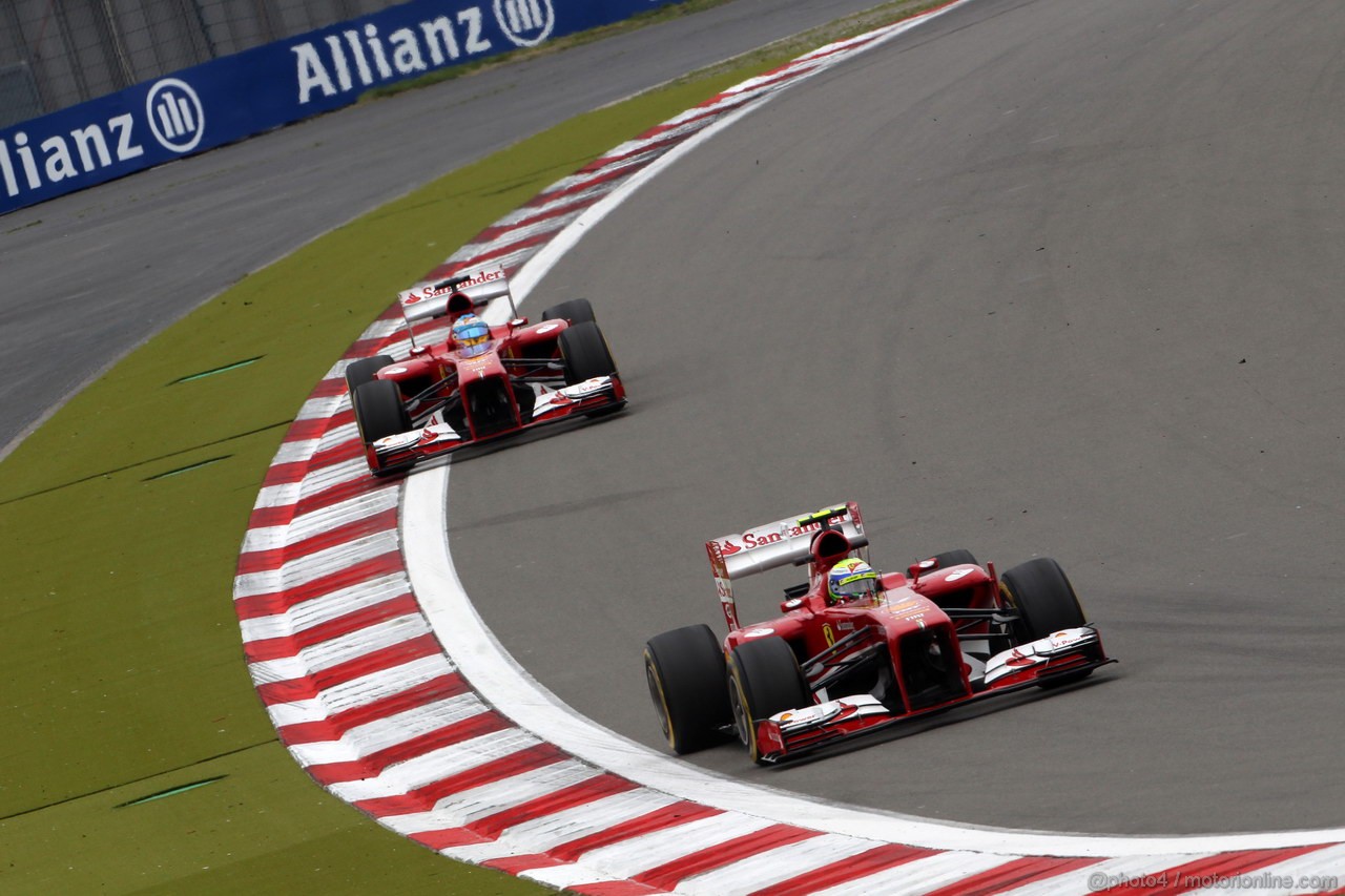 GP GERMANIA, 05.07.2013- Prove Libere 2, Felipe Massa (BRA) Ferrari F138 davanti a Fernando Alonso (ESP) Ferrari F138 