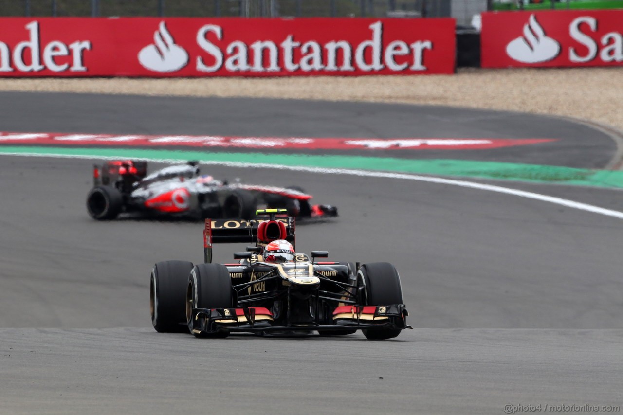 GP GERMANIA, 05.07.2013- Prove Libere 2, Romain Grosjean (FRA) Lotus F1 Team E21 e Jenson Button (GBR) McLaren Mercedes MP4-28 