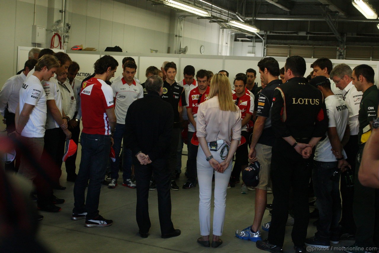 GP GIAPPONE, 13.10.2013- Drivers take part a minute of silence to Maria di Villota with Jean Todt (FRA), President FIA 