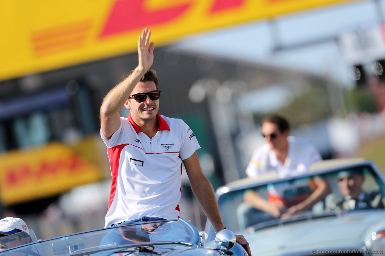 GP GIAPPONE, 13.10.2013- Jules Bianchi (FRA) Marussia F1 Team MR02 at drivers parade  