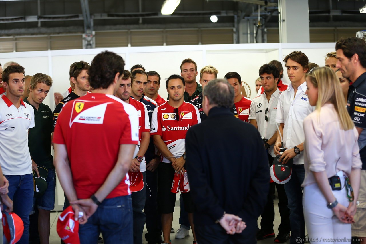 GP GIAPPONE, 13.10.2013- Drivers take part a minute of silence to Maria di Villota with Jean Todt (FRA), President FIA