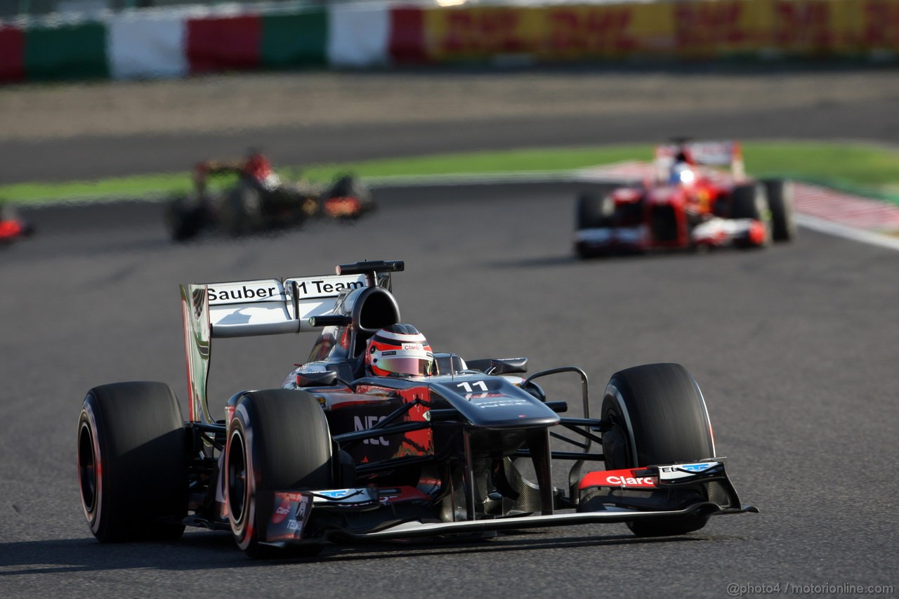 GP GIAPPONE, 13.10.2013- Gara, Nico Hulkenberg (GER) Sauber F1 Team C32 