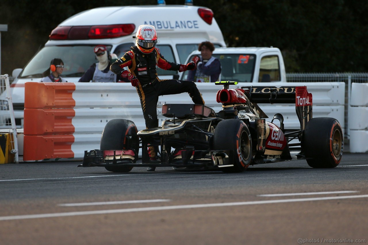 GP GIAPPONE, 13.10.2013- Gara, terzo Romain Grosjean (FRA) Lotus F1 Team E21, after the end of the race