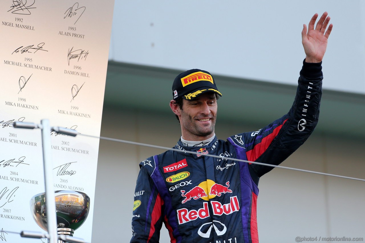 GP GIAPPONE, 13.10.2013- Gara, secondo Mark Webber (AUS) Red Bull Racing RB9 