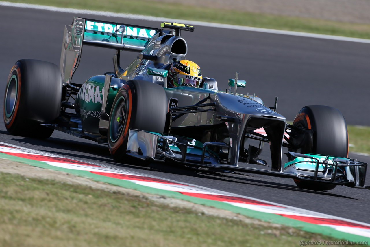 GP GIAPPONE, 11.10.2013- Prove Libere 1, Lewis Hamilton (GBR) Mercedes AMG F1 W04 