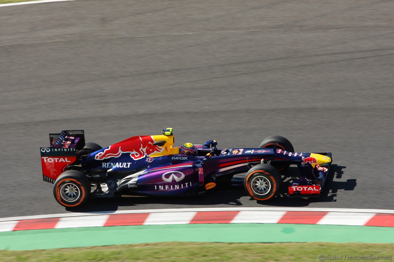 GP GIAPPONE, 11.10.2013- Prove Libere 1, Mark Webber (AUS) Red Bull Racing RB9 