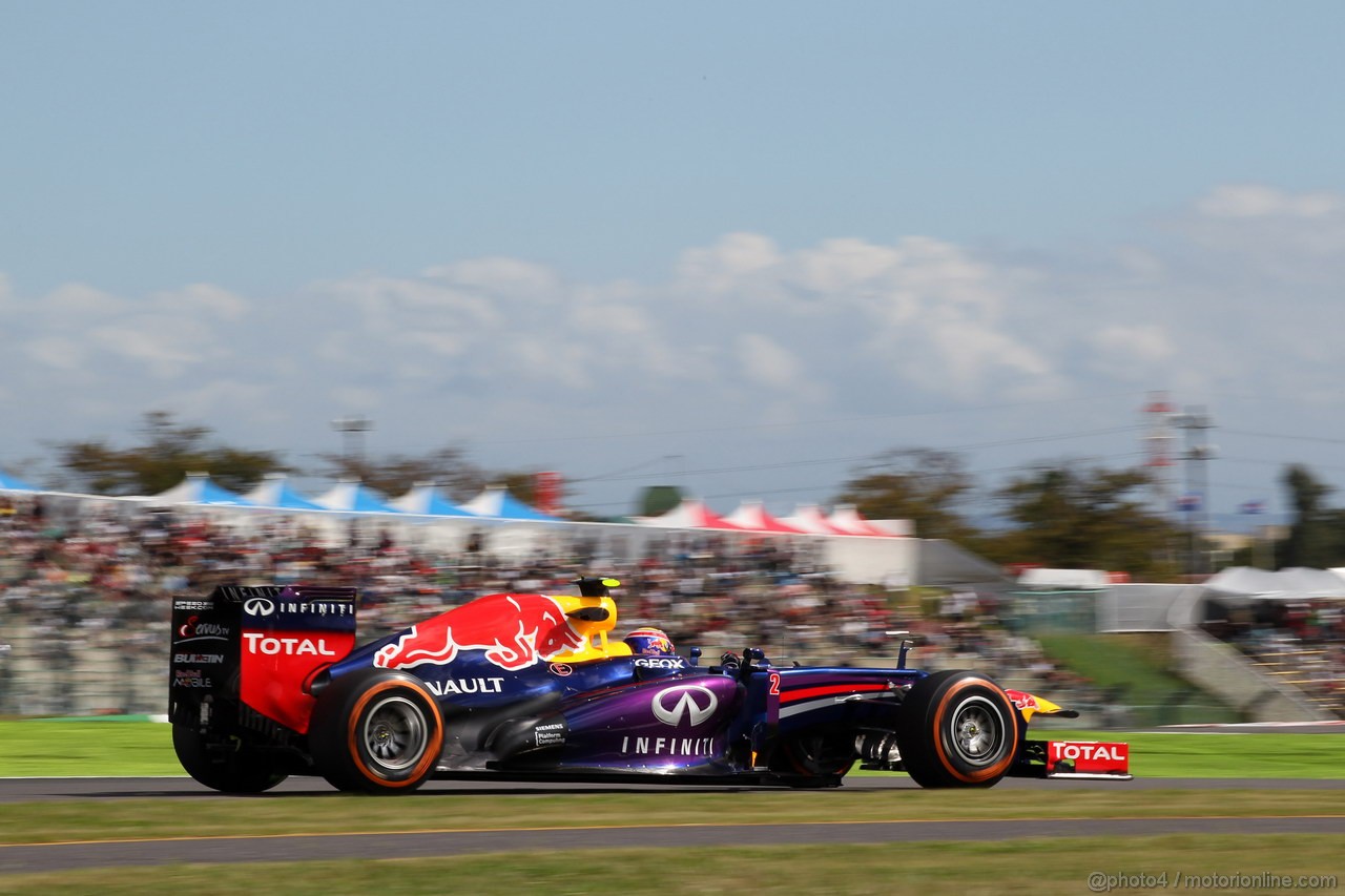 GP GIAPPONE, 11.10.2013- Prove Libere 1, Mark Webber (AUS) Red Bull Racing RB9 