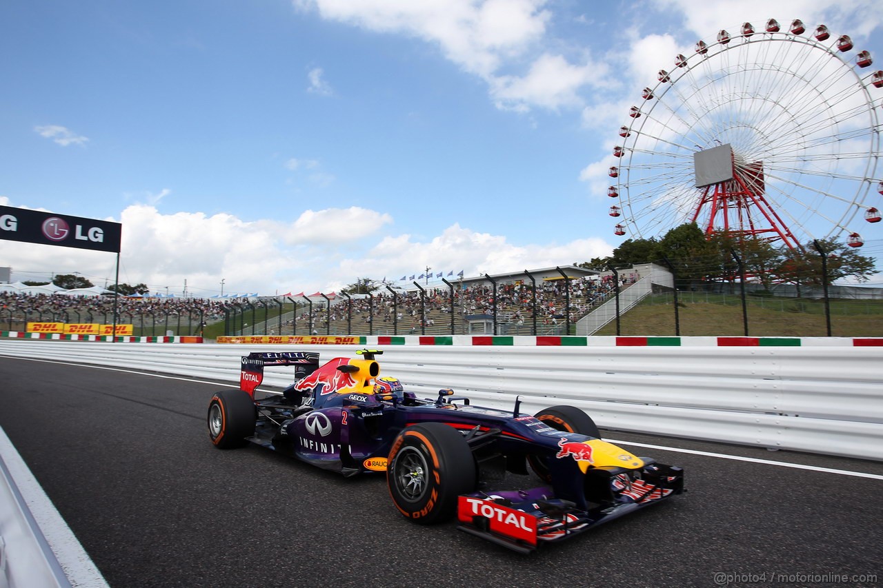 GP GIAPPONE, 11.10.2013- Prove Libere 1, Mark Webber (AUS) Red Bull Racing RB9 