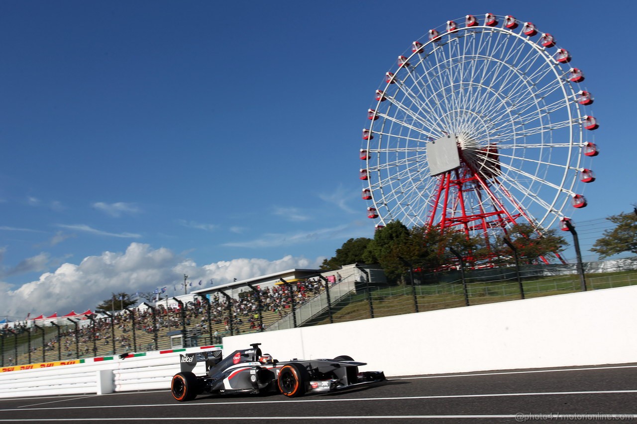 GP GIAPPONE, 11.10.2013- Prove Libere 2, Nico Hulkenberg (GER) Sauber F1 Team C32 