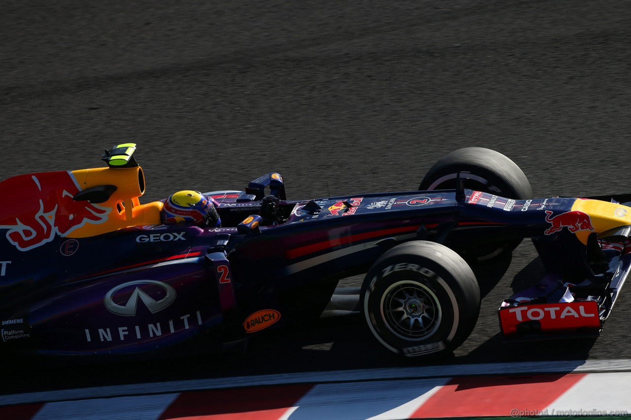 GP GIAPPONE, 11.10.2013- Prove Libere 2, Mark Webber (AUS) Red Bull Racing RB9 