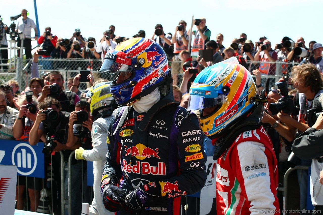 GP GRAN BRETAGNA, 30.06.2013- 2nd Mark Webber (AUS) Red Bull Racing RB9 e , 3rd Fernando Alonso (ESP) Ferrari F138
