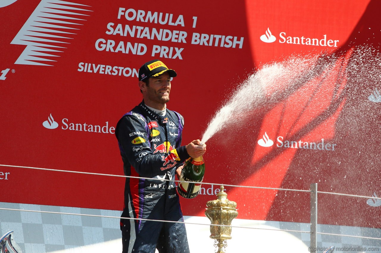 GP GRAN BRETAGNA, 30.06.2013- Podium:  2nd Mark Webber (AUS) Red Bull Racing RB9