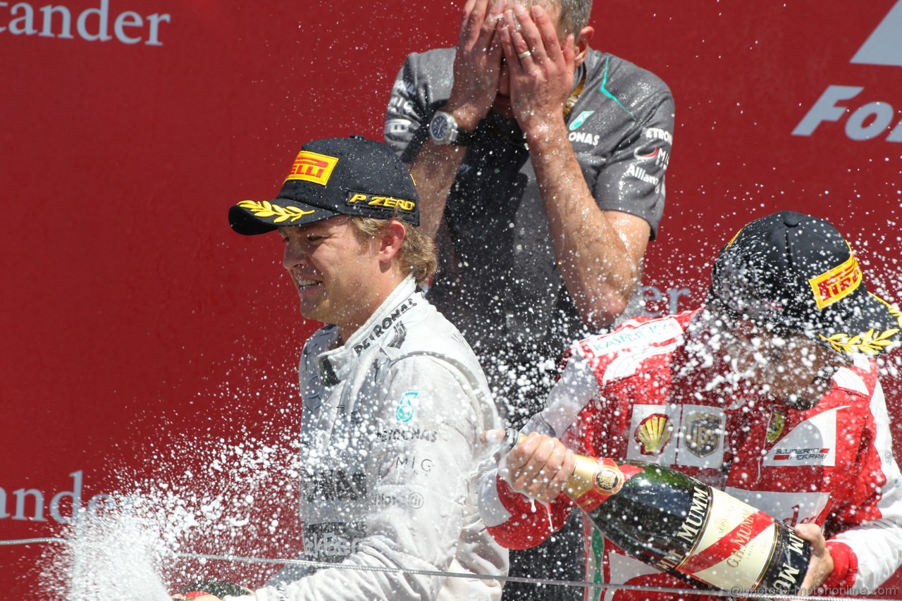 GP GRAN BRETAGNA, 30.06.2013- Podium: winner Nico Rosberg (GER) Mercedes AMG F1 W04, 3rd Fernando Alonso (ESP) Ferrari F138