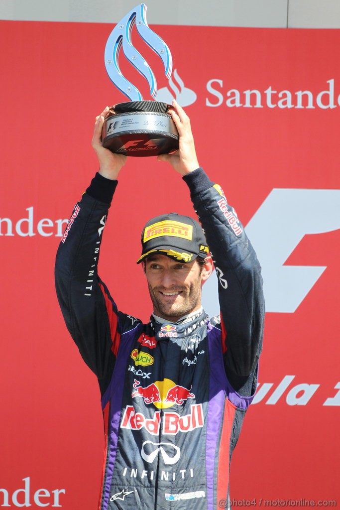 GP GRAN BRETAGNA, 30.06.2013-  Podium, 2nd Mark Webber (AUS) Red Bull Racing RB9