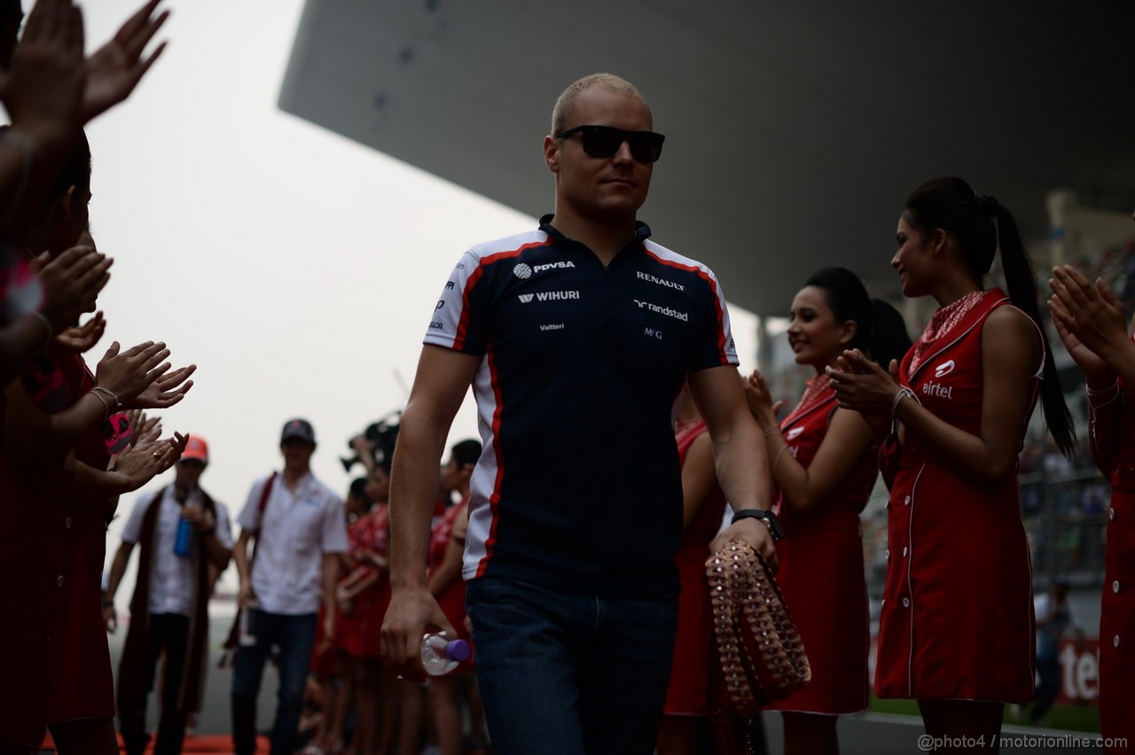 GP INDIA, 27.10.2013- Drivers parade: Valtteri Bottas (FIN), Williams F1 Team FW35 
