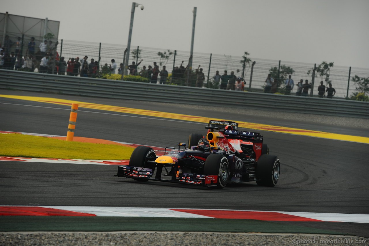 GP INDIA, 27.10.2013- Gara: Sebastian Vettel (GER) Red Bull Racing RB9 