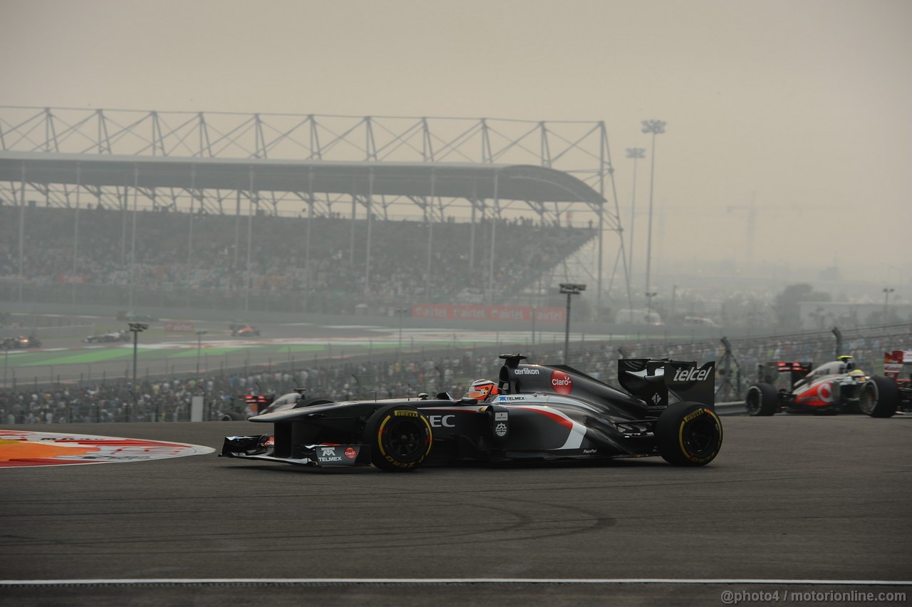 GP INDIA, 27.10.2013- Gara: Nico Hulkenberg (GER) Sauber F1 Team C32 