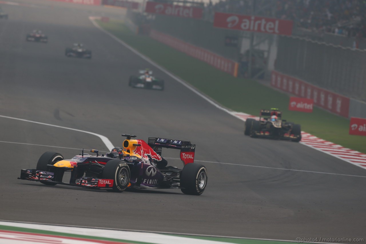 GP INDIA, 27.10.2013- Gara: Sebastian Vettel (GER) Red Bull Racing RB9 