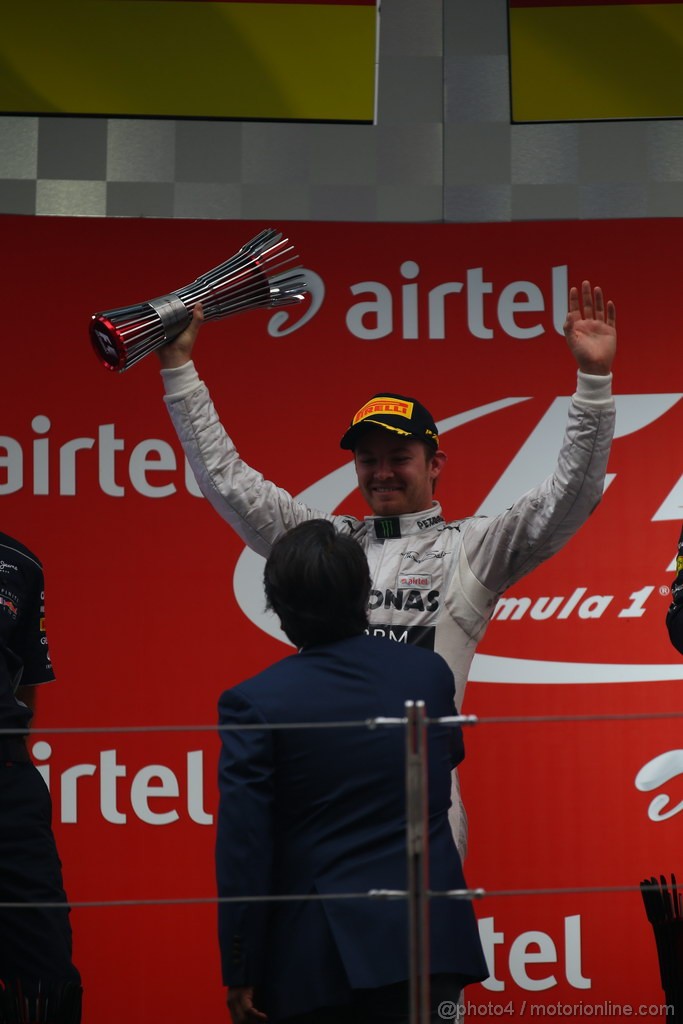 GP INDIA, 27.10.2013- Podium: Nico Rosberg (GER) Mercedes AMG F1 W04 (secondo)