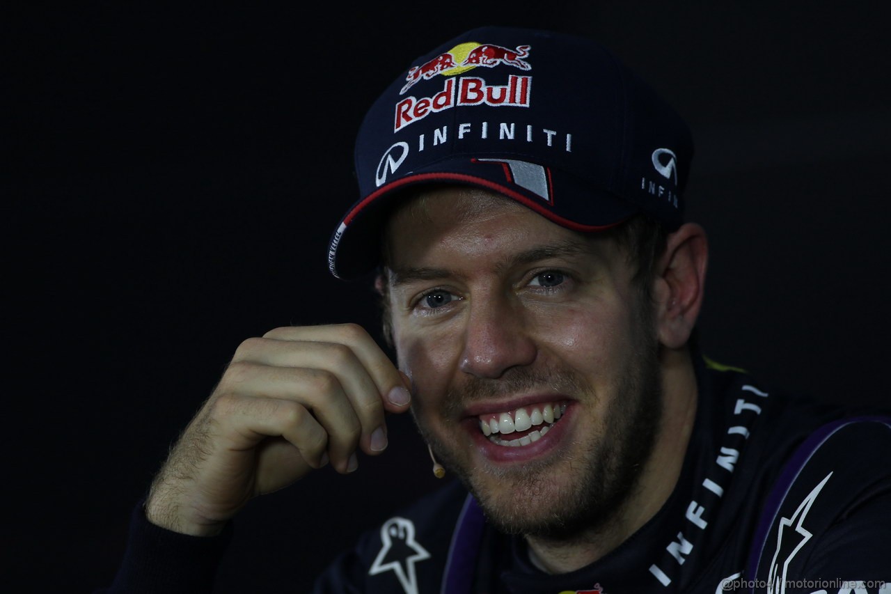 GP INDIA, 27.10.2013- Conferenza Stampa: Sebastian Vettel (GER) Red Bull Racing RB9 (vincitore)