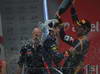 GP INDIA, 27.10.2013- Podium: Sebastian Vettel (GER) Red Bull Racing RB9 (vincitore), Nico Rosberg (GER) Mercedes AMG F1 W04 (secondo) e Romain Grosjean (FRA) Lotus F1 Team E21 (terzo) 
