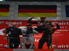 GP INDIA, 27.10.2013- Podium: Sebastian Vettel (GER) Red Bull Racing RB9 (vincitore), Nico Rosberg (GER) Mercedes AMG F1 W04 (secondo) e Romain Grosjean (FRA) Lotus F1 Team E21 (terzo) 