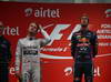 GP INDIA, 27.10.2013- Podium: Sebastian Vettel (GER) Red Bull Racing RB9 (vincitore), Nico Rosberg (GER) Mercedes AMG F1 W04 (secondo) e Romain Grosjean (FRA) Lotus F1 Team E21 (terzo) 